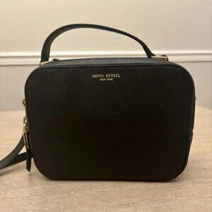 Henri Bendel Black Leather Bag Convertable Sling Hand Bag W/ removable Strap